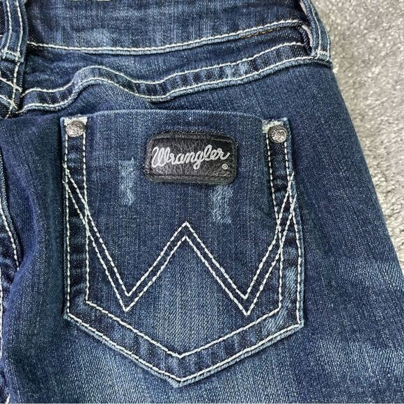 Wrangler Premium Patch Jeans Women's 27X30 Blue Dark Wash Skinny Leg Low Rise - Picture 6 of 15